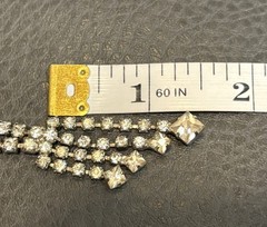 Vintage Clear Rhinestone Asymmetrical Lavalier Dangle Fringe Art Deco Necklace