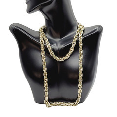 Multi Link Twist Rope Style Chain Very Light Gold Tone Vintage Necklace 30 Inch