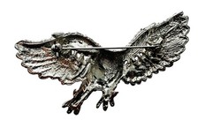 Vintage 80’s Chunky Glass Rhinestone Figural Eagle Brooch Pendant Military Style