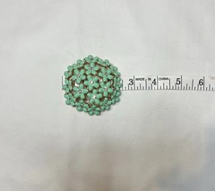 Vintage Mint Green Enamel And Rhinestone Flower Cluster Brooch 1960s
