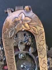 Ornate Copper Vintage Clip 4 Inch Spring Jeweled Flower Rhinestones
