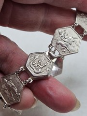 Vintage China Export Sterling Silver Panel Bracelet. Signed China, Sterling,