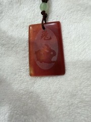 Vintage carnelian necklace pendant with jade