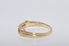 Vintage Circa 1980s 18k Gold Natural Diamond And Caliber Cut Ruby Ring