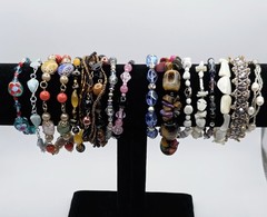 Vintage Estate Beaded Bracelet Lot 14 Pc Art Glass Gemstone Craft Harvest Wear