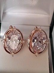 Vintage 1990s 14 Ct Large Rolled Gold Crystal Zircon Earrings-Hallmarked 585 RG