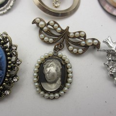 Vintage And Modern Cameo Brooch Lot Of 6