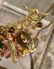 Vintage Lunch at The Ritz Gold Tone Zoo Charm Bracelet Zebras Giraffes Monkeys