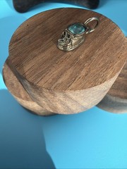 985. Vintage Silver 925 Nickel Free Baby Shoe September Pendant Blue Glass