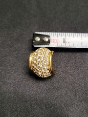 Vintage Signed Swarovski Gold Tone Pave Crystal Dome Barrel Stud Earrings
