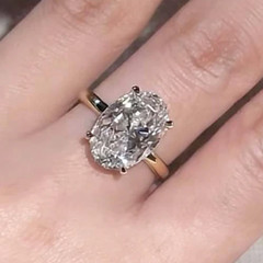 3.39CT Oval Cut White Moissanite In Pure 10K Yellow GoldFN Women’s Flawless Ring