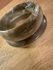Vintage Two Lucite Bangle Bracelets. One Wide Chunky. One Moon Glow.