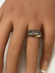 Jezlaine Open Work 925 Sterling Silver VTG. Scroll Dome Band Ring SZ 7.25