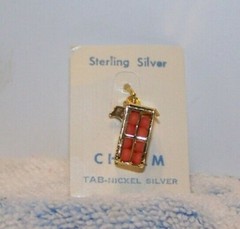 Sterling Silver Charm Vintage Florida Oranges Crate Nickle Tab