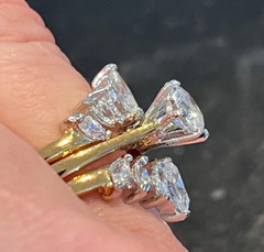 Vintage 1980s Wedding Ring Set Size 5 Cubic Zirconia 14K Gold Plate – 14F
