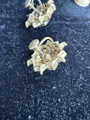 Vintage Signed Coro Green Faux Jade Turquoise Starburst Screw Back Earrings