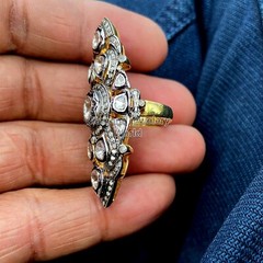 2.05ctw Genuine Old Mine Rose Antique Cut Diamond Victorian Silver Ring Jewelry
