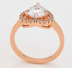 1.25CT Heart Cut White Moissanite Heart Design Women Halo Ring 10K Rose Gold FN