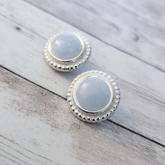 Vintage Clip On Earrings Very Light Blue Frosted