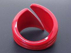 Vintage JO Designs W. Germany Red Acrylic Resin Bangle Bracelet