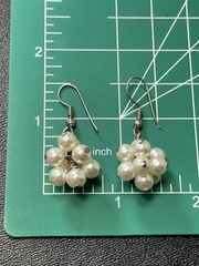 Vintage 1.5” Faux Pearl Cluster Beaded Dangle Earrings
