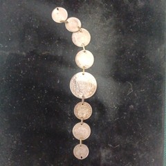 Vtg Coin Bracelet AUSTRALIA 1943-1944 FLORIN Sterling Coins 7” 8 coins silver