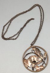 Bronze Tone Hummingbird Pendant and Chain Set Necklace