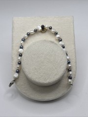 Vintage White Gray 5mm Pearl Bead Bracelet 7.5″