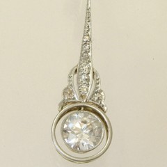 Elegant Art Deco Style Drop Dangle Round Diamond 14K White Gold Earrings