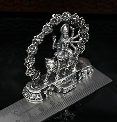 925 pure silver Goddess Gurga statue, figurine, puja article home temple art02