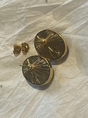 Avon Vintage Floral Green Lucite Stud Earrings Gold Tone, Faux Jade