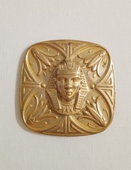 MIRIAM HASKELL Signed Large Egyptian King Pharoah Lotus Flower Pendant Necklace