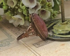 Estate Jewelry Marquise Ring Rare Vintage Soviet Agate Silver 875 USSR Size 10.5