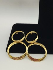 Claudia Lobão Vintage Double Oval Hammered Dangle Earrings 18k