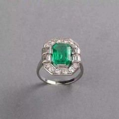 Share 5.85Ct Art Deco Style Lab Created Emerald & Diamond Anniversary 925 Silver