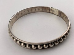 Estate NAJO Australia Sterling Silver Bangle Bracelet Raised Dot Pea Pod Design