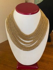 Vintage Multi-Strand Gold Chain Necklace Unsigned Statement Costume