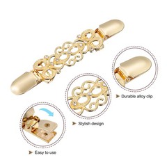 4pcs Retro Zinc Alloy Sweater Dress Clips Cardigan Collar Clips Gold