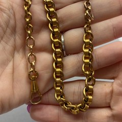 Antique Victorian Gold Filled Watch Chain Fob Locket Necklace Dog Clip