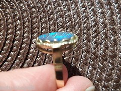 7 1/4 Vintage 14k APPROX 14×10 AUSTRALIA BLACK OPAL Ring