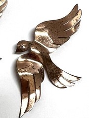 Vintage Birds In Flight Brooch Set 2 Sterling 925 Vermeil Gold Pins 11g Ex Cond