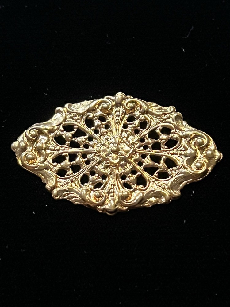 Large Vintage Gold Plated Brass Stamping for Jewelry Design NOS 22K Gold Plated