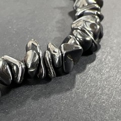 Tumbled Hematite Beaded Necklace Vintage Natural Chip 17″