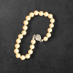 Nice Pale Pink Faux Pearl Hand Tied Bracelet Fancy Clasp 6mm 7″