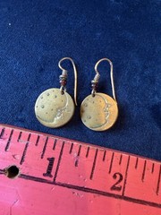 Vintage Laurel Burch Crescent Moon and Stars Earrings Hard To Find