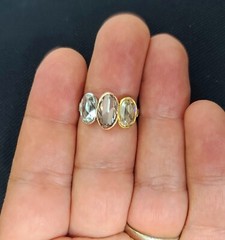 Vintage Platinum 18k Gold Engagement Ring 3.48CT.Natural Oval Rose Cut Diamond
