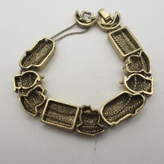 Vintage Slide Charm Bracelet School Bus Globe Apple Book Best Teacher