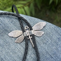 Vintage Purple Enamel Dragonfly Bolo Tie Adjustable FREE SHIPPING