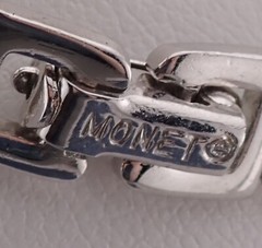 Vintage Monet Silver Tone 16″ Belt Buckle Pendant 6mm Chain Necklace