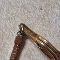 Vintage Two-Tone Gold & Silver Metal Tie Bar Clip w/ Chain Keeper, Men’s